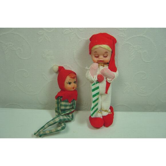 JESTIA T.K.R. SLEEPY CHILD WITH STOCKING FABRIC FIGURINE--JAPAN + ELF - Picture 1 of 7